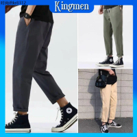 กางเกงขายาวผู้ชาย เอวยางยืดพร้อมเชือก (เอว 24-40) Men's Khaki Trousers Classic Straight Leg Pants