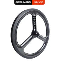 16 Inch 349 3 Spokes Carbon Wheel 16'' Folding Bike Trispokes 74 100 Rim Disc Brake Beskardi For Brompton Dnhon Fnhon Gust