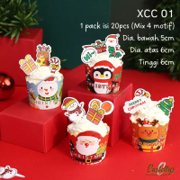 Paper Cup Case XCC 01 Kertas Cupcake Muffin Brownies Natal Christmas