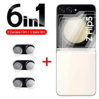 6In1 Protective Glass Case For Samsung Galaxy Z Flip5 Back Tempered Glass for samsung galaxy Z Flip 5 Camera Lens Protector film