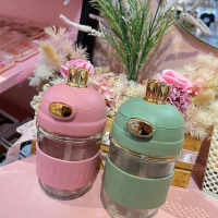 Gelas Tumbler Kaca Bening Gelas Mug Gelas Kaca dengan Tutup Anti Bocor 400ml Botol Minum Kaca Gratis