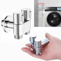 G1/2 Zinc Alloy Three-way Filling Angle Valve Wall Mount Toilet Bidet One In Two Out Water Cleaning Sprayer for Bathroom Parts