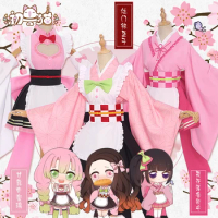 Demon Slayer Kochou Shinobu Kamado Nezuko Kanroji Mitsuri Kibutsuji Muzan Kimono Maid Uniforms Cosplay Costume Free Shipping