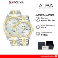 Jam Tangan Couple Alba AL4784X1/AL4798X1 Silver Dial Dual Tone Stainless Steel Strap