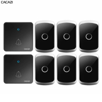 CACAZI Home Wireless Doorbell Waterproof 300M Remote CR2032 Battery 60 Ring 0-110DB Chime US EU UK Plug 2 Transmitter 6 Receiver