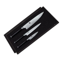 【KAI 貝印】旬 日本製高碳鋼高級主廚刀3件組 DMS300 贈磨刀棒、購物袋(菜刀 高品質 切肉 切魚 料理刀)