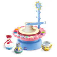 USB Electric Pottery Wheel Machine Mini Pottery Making Machine DIY Craft Ceramic Clay Pottery Kit With Pigment Clay Kids Toy