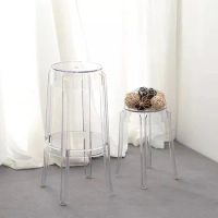 48pcs Nordic Fashion Bar Stool Creative High Bar Stool Acrylic Transparent Chair Modern Simple Bar Stool Small Round Stool