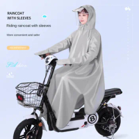 Electric Vehicle Motorcycle Raincoat with Sleeves Long Full Body Anti-rainstorm Cycling Raincoat for Women