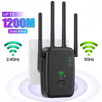 5Ghz WIFI Booster Repeater 1200Mbps Wireless WiFi Extender 2.4G/5GHz Network Amplifier Router Long Range Signal Repeater