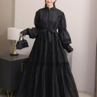 Dress Syakila Organza Renda - Hitamm, all size