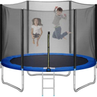 10FT Garden Trampoline with Safety Enclosure Net, Combo Bounce Jump Outdoor Fitness PVC Spring Cover Padding Kids Trampoline