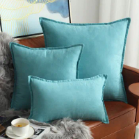 Cushion Cover 60x60cm Fashion Solid Blue Pillow Cover Home Decoration Luxury Suede Soft Decorative Cushions Covers for Sofa