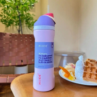 วันหยุด Hilee แก้วเก็บอุณหภูมิ 2in1 ดูด+ดื่มตรง  แถมโบว์ฟรี! สีพาสเทลสุดคิวท์ กันรั่ว 360° สแตนเลสเก