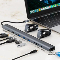 Future-Better 2025 4K HDTV ฮับ Type-C 10 in 1 เครือข่าย100Mbps การชาร์จ Pd 100W แท่นวาง USB-C การถ่า