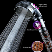 Bathroom Shower 3 Modes Adjustable Jetting Saving Water High Pressure Mineral Anion Filter Shower Head Nozzle Handheld Sprayer