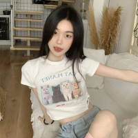 เสื้อยืดเกาหลี เสื้อครอปสายฝอ เสื้อยืดแขนสั้น รุ่น 874