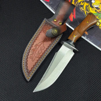 HEAVYWEIGHT High Hardness Survival Knife 9CR18MOV Blade Rosewood Handle Hunting Survival Knives Self Defense Tool Camping EDC