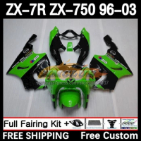 Body Kit For KAWASAKI NINJA ZX-7R ZX-750 96 97 98 99 129No.17 ZX 7R 750 7 R ZX750 ZX7R 2000 2001 2002 2003 Fairing Green black