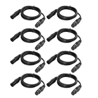 8-Pack 1M/3.3ft XLR Cable DMX Stage Light Cable 3-Pin XLR Male to Female Plug Black PVC Jack for Moving Light Microphone Mixer