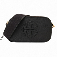 TORY BURCH  Miller 壓印TB 皮革斜背相機包(黑色) mini