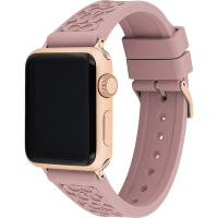 COACH Apple Watch 錶帶 38/40mm 適用 矽膠錶帶 母親節禮物 送禮推薦- 煙燻粉x玫瑰金(不含手錶)