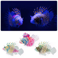 Silicone Simulation Aquarium Aquascape Lionfish Home Decoration Floating Glow In Dark Ornament Tank Aquascape Decorations