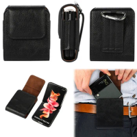 For Samsung Galaxy Z Flip 5 4 3 5G Belt Clip Holster Case Cover Galaxy Z Flip 5 Leather Waist Bag For Motorola Razr 5G Phone Bag