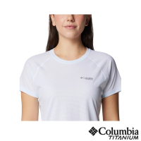 【Columbia 哥倫比亞 官方旗艦】女款-鈦Cirque River™酷涼快排短袖上衣-白色(UAR02470WT/IS)