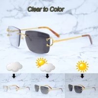 Photochromic Lenses Sunglasses Luxury Desinger Carter Wire C Color Change Sun Glasses Two Colors Lenses 4 Season Shades Glasses