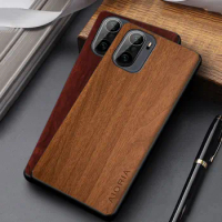 Case for Xiaomi Poco F3 coque simple design lightweight wooden pattern pu leather cover for poco f3 case funda