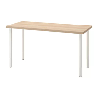 LAGKAPTEN/OLOV 書桌/工作桌, 染白橡木紋/白色, 140x60 公分
