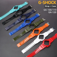 for Casio G-Shock GA-100/110/120 GA-140 GD-100/110/120 GLS-100 GAX-100 Replacement Resin Silicone Strap Bezel Case Watch Band