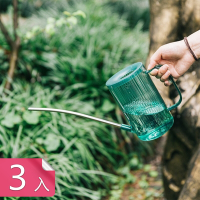 【荷生活】通透附刻度加大注水口澆水瓶 不鏽鋼長嘴加厚底座澆水壺-3入組