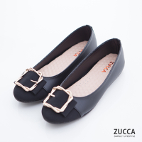 ZUCCA 方塊金屬圓頭平底鞋-z6717