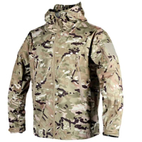 Mens Tactical Jacket Hiking Jackets Shark Skin Soft Shell Clothes Windbreaker Flight Pilot Hood Military Fleece Field Jacket