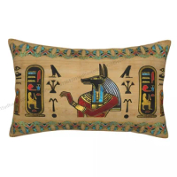 Egyptian Anubis Ornament On Papyrus Printed Pillow Case Backpack Cojines Covers Washable Sofa Decor Pillowcase