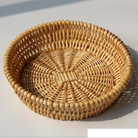 藤編饅頭筐柳編面包饃籃子家用廚房桌面玩具編織收納筐雞蛋水果盤