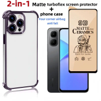 เคสโทรศัพท์กันกระแทกและกันฝุ่น 2-in-1 พร้อมฟิล์มกระจกนิรภัยเซรามิกฝ้า เหมาะสำหรับ OPPO Reno, Realme,