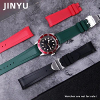 High quality Rubber Silione Watchband Special for Tudor Black Bay GMT Curved End Pin Or Folding Buckle Green Blue Red 22mm Brac