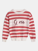 สเวตเตอร์เด็กผู้หญิง Striped Sweater Sweater สีชมพู