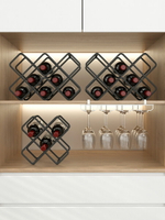 擺件 紅酒架擺件現代輕奢葡萄酒架子紅酒格子架菱形格家用紅酒架置物架 交換禮物