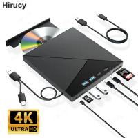7-in-1 External 4K Blu-ray Optical Drive BD CD DVD +/-RW Player Portable Bluray Burner with USB 3.0 Type-C SD TF Card Slots