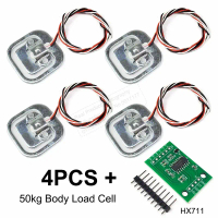 4PCS โหลดเซลล์ 50kg + HX711 AD Module เซ็นเซอร์น้ำหนัก DIY วัดแม่นยำสูง สำหรับเครื่องชั่งดิจิทัล ทำเ