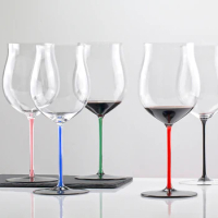 JINYOUJIA-Austrian RIEDEL Style Luxury Handmade Crystal Wine Glass, Color Handle, Black Bottom Goblet, Large Capacity Drinking