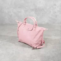 Tas LONGCHAMP LE PLIAGE CUIR LEATHER PINK SHOULDER BAG SMALL 100% ORIGINAL 25X22X14CM