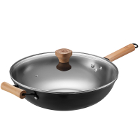 COOKER KING《No Coating 》Traditional Iron Wok Carbon Steel Wok Anti Rust Suitable For All Stoves32cm YTcV