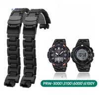 For Casio Protrek Sports Fold Buckle Waterproof Adventure Prw3000/3100yt/6000/610y Series Composite Plastic Steel Watchbands