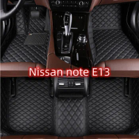 Custom Made Leather Car Floor Mats For Nissan note E13 Carpets Rugs Foot Pads Accessories