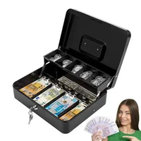 Cash Box Key Lock Locking Cash Box With Money Tray Metal Money Saving Organizer 4 Bill/5 Coin Slots Cash Register Drawer Metal